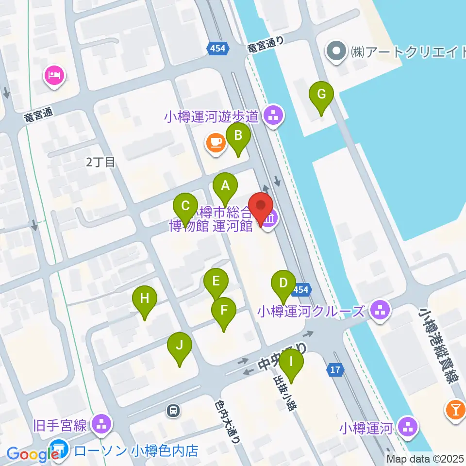 小樽市総合博物館 運河館周辺のファミレス・ファーストフード一覧地図
