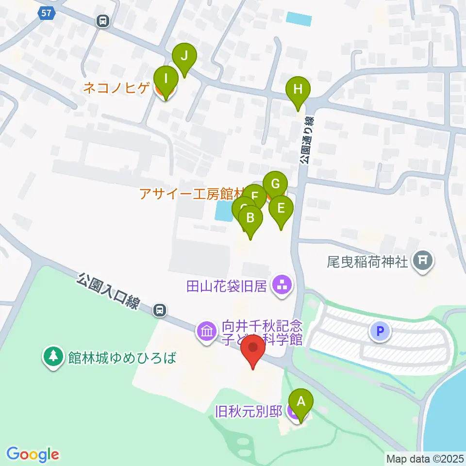 田山花袋記念文学館周辺のファミレス・ファーストフード一覧地図