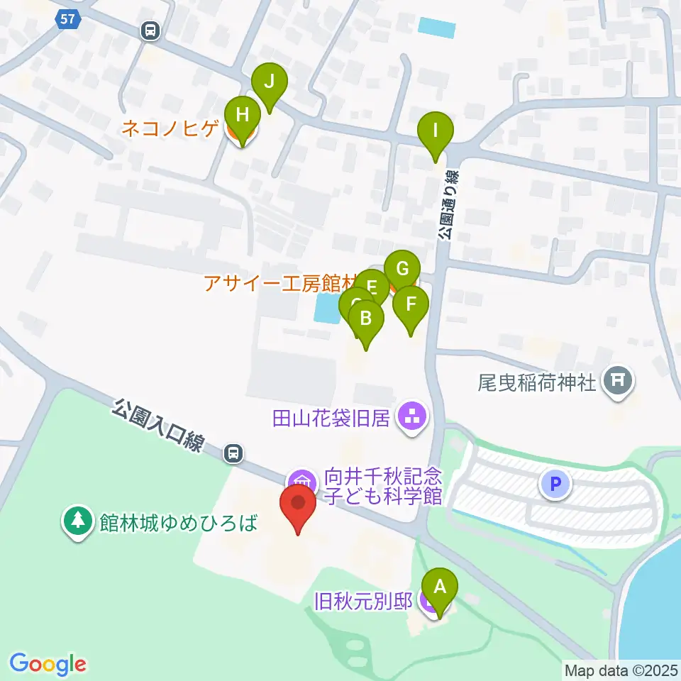 向井千秋記念子ども科学館周辺のファミレス・ファーストフード一覧地図