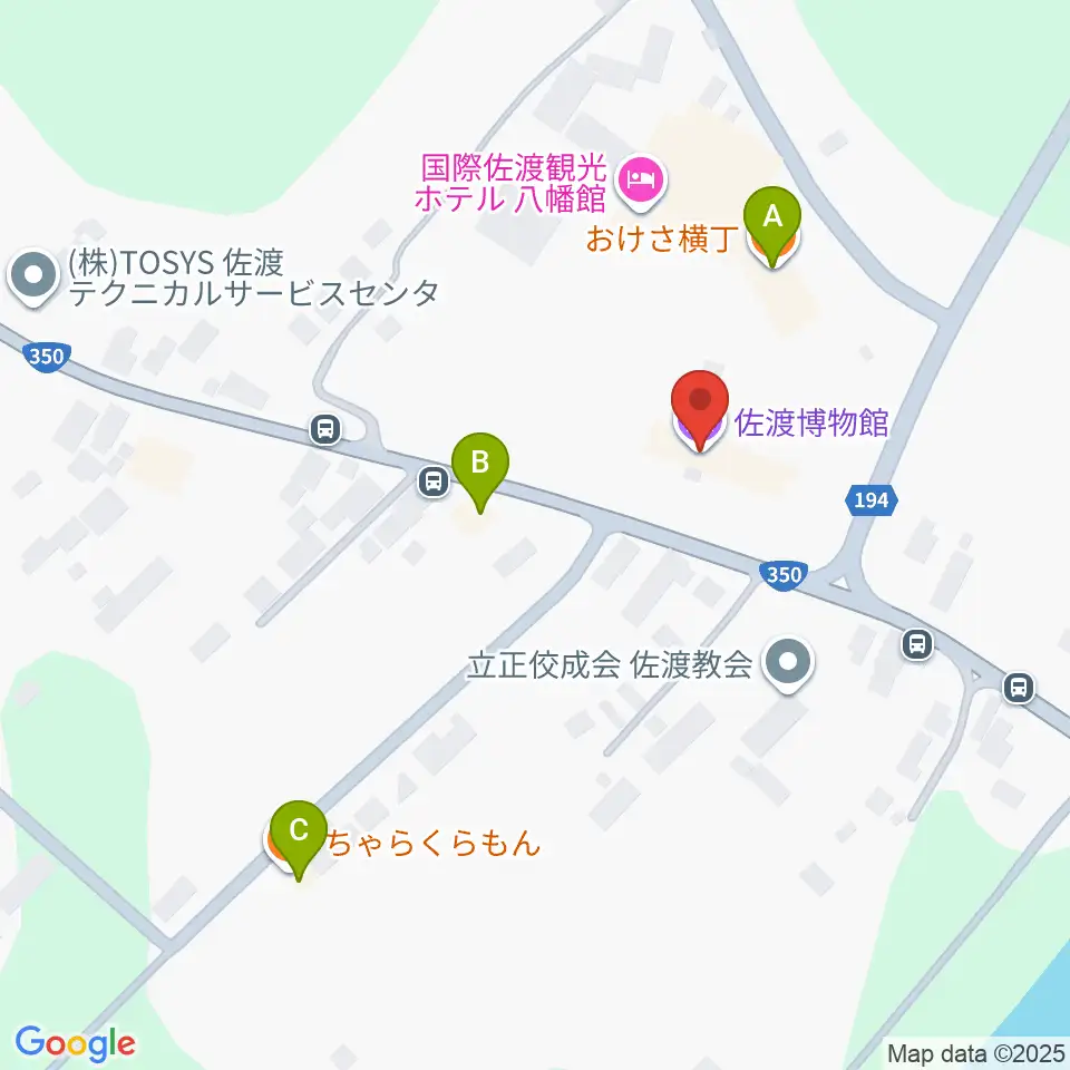佐渡博物館周辺のファミレス・ファーストフード一覧地図