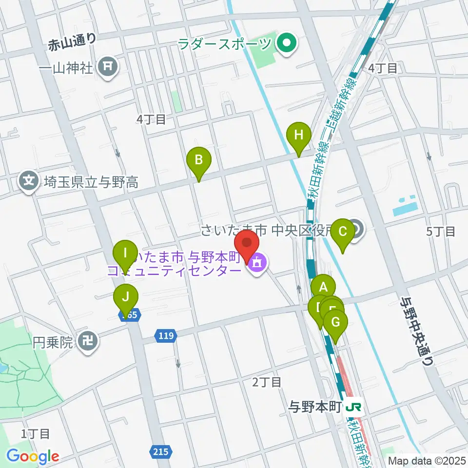 与野郷土資料館周辺のファミレス・ファーストフード一覧地図