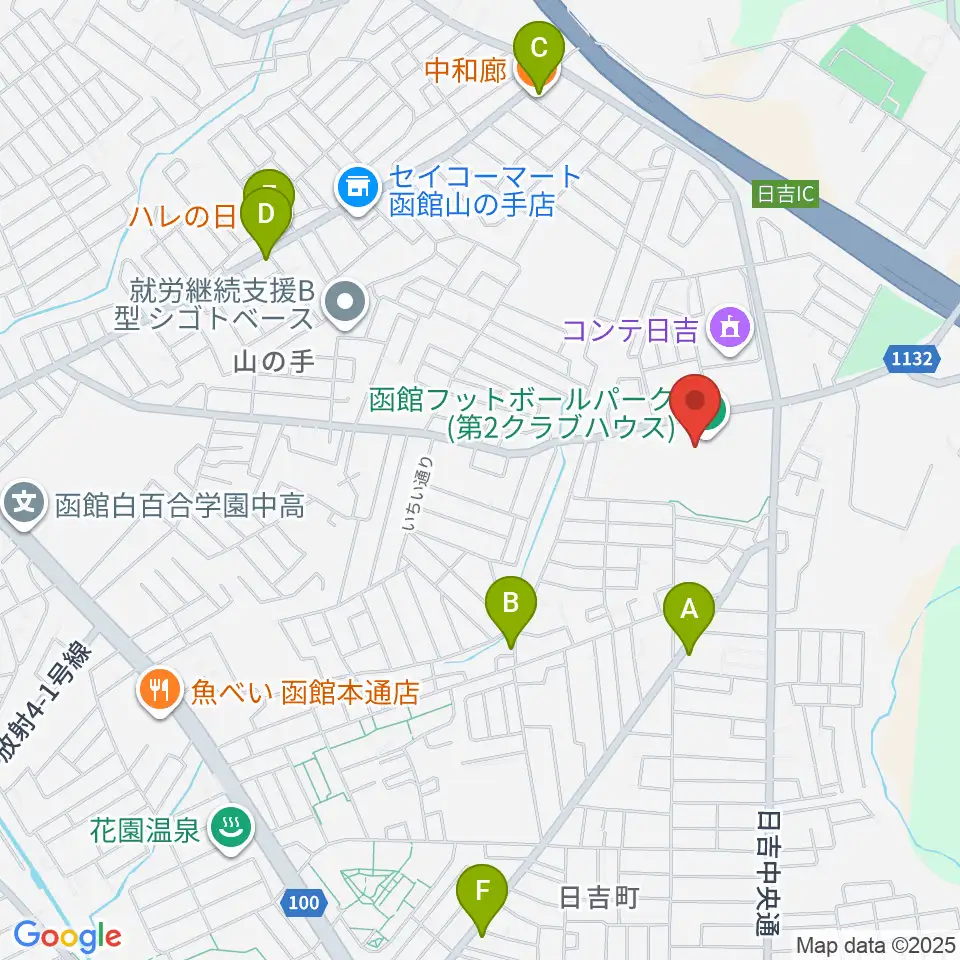 うみしんフットボールパーク周辺のファミレス・ファーストフード一覧地図