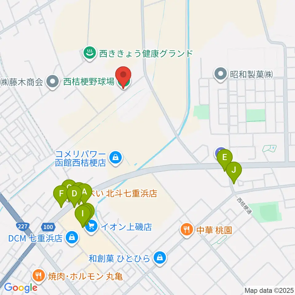どさんこパワースタジアム周辺のファミレス・ファーストフード一覧地図