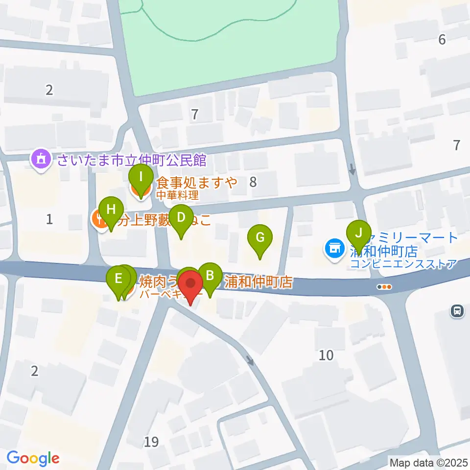 キャッツアイ周辺のファミレス・ファーストフード一覧地図