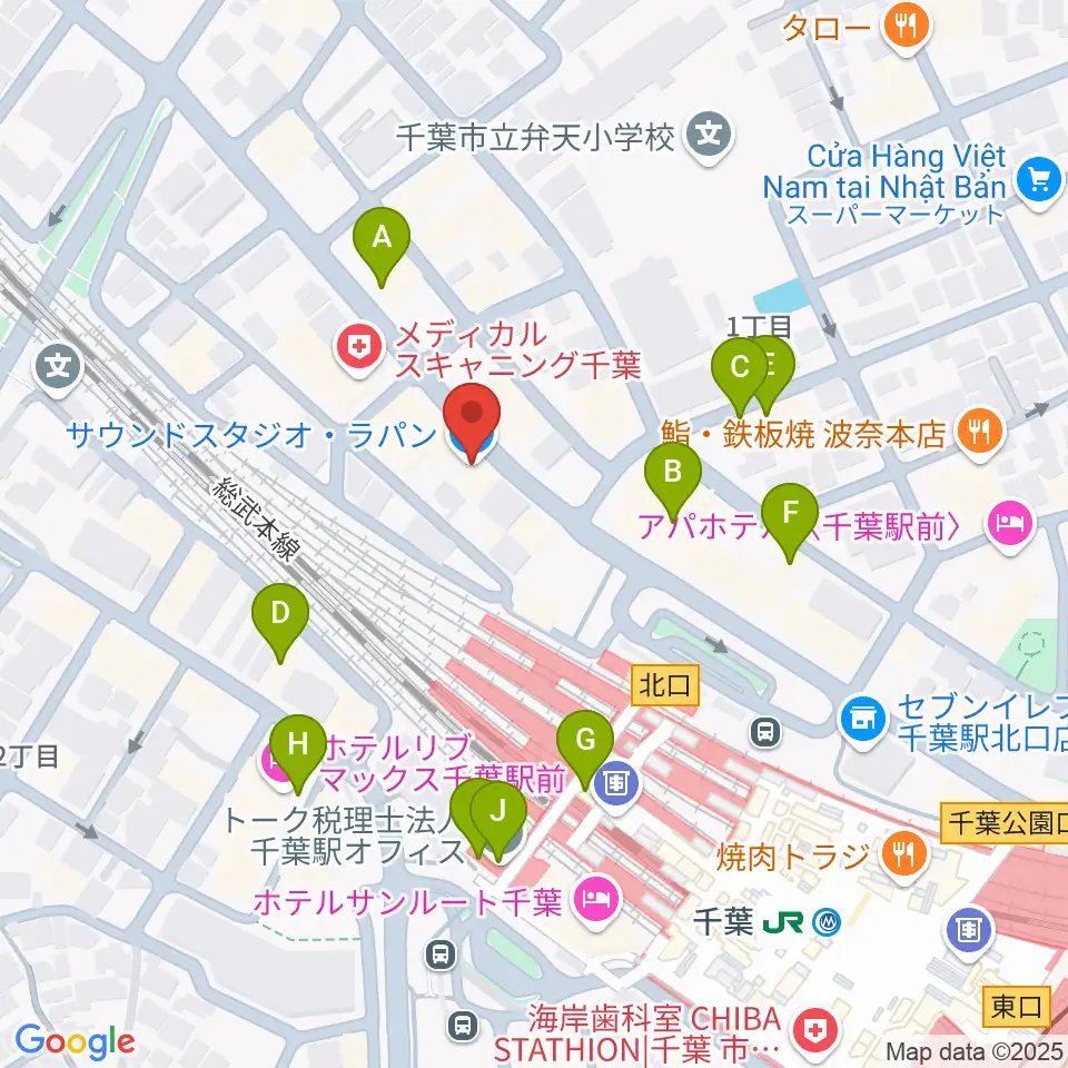 サウンドスタジオラパン周辺のファミレス・ファーストフード一覧地図