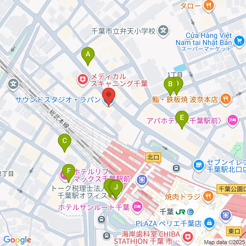 サウンドスタジオラパン周辺のファミレス・ファーストフード一覧地図