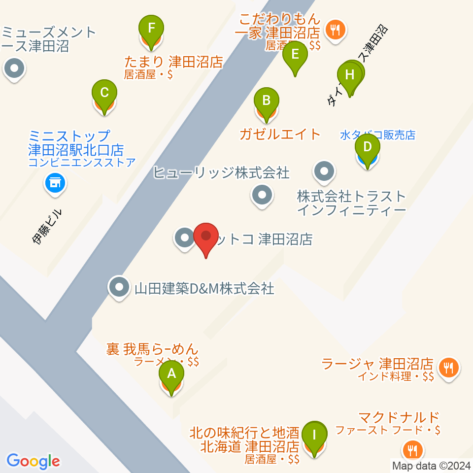 RBC's船橋スタジオ周辺のファミレス・ファーストフード一覧地図