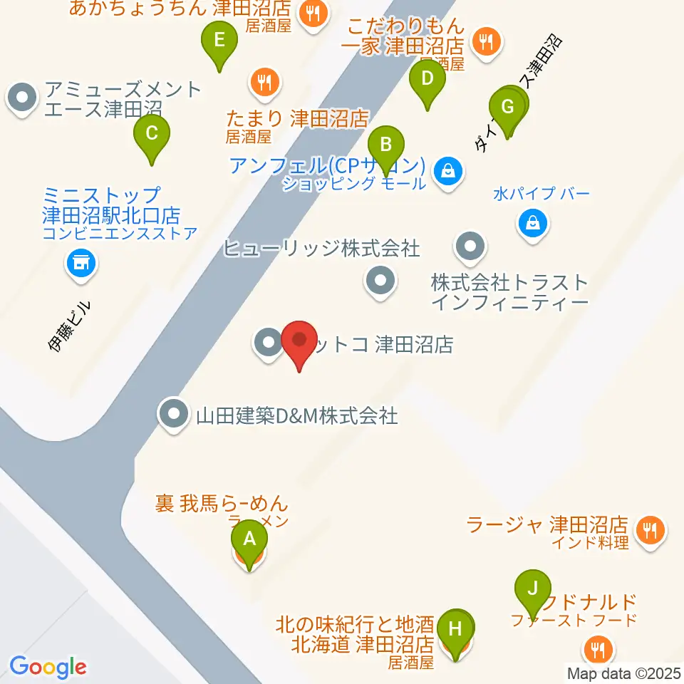 RBC's船橋スタジオ周辺のファミレス・ファーストフード一覧地図