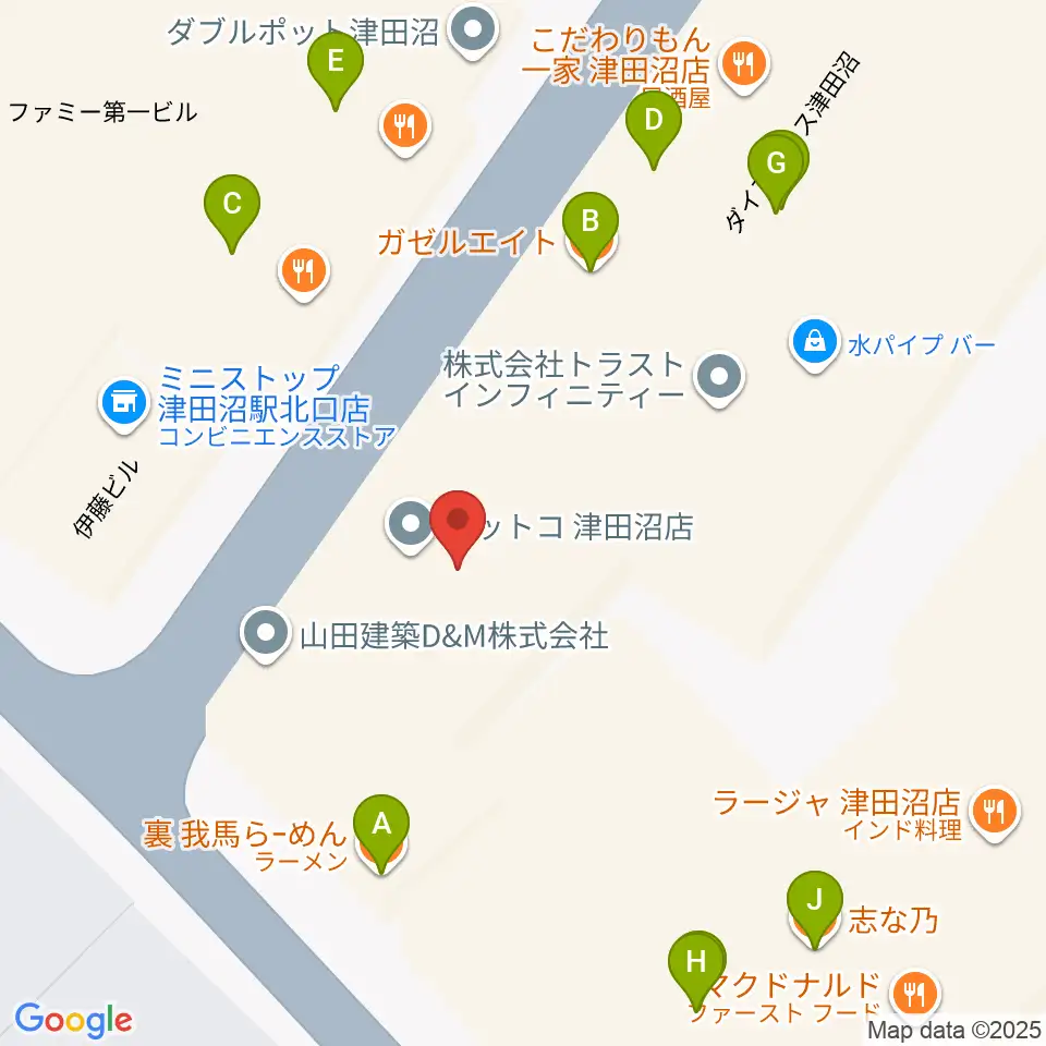 RBC's船橋スタジオ周辺のファミレス・ファーストフード一覧地図