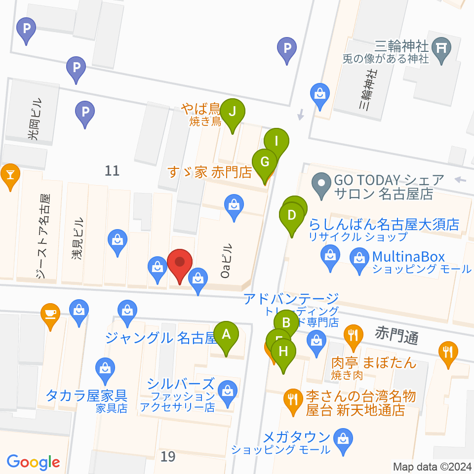 スタジオスピーク周辺のファミレス・ファーストフード一覧地図