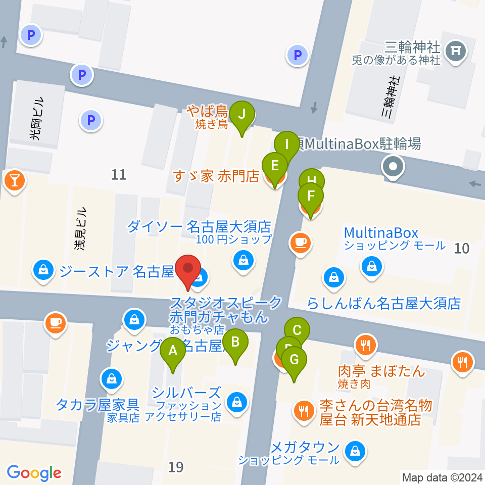 スタジオスピーク周辺のファミレス・ファーストフード一覧地図