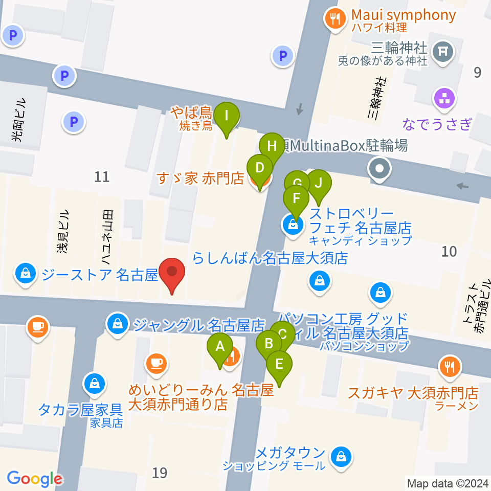 スタジオスピーク周辺のファミレス・ファーストフード一覧地図