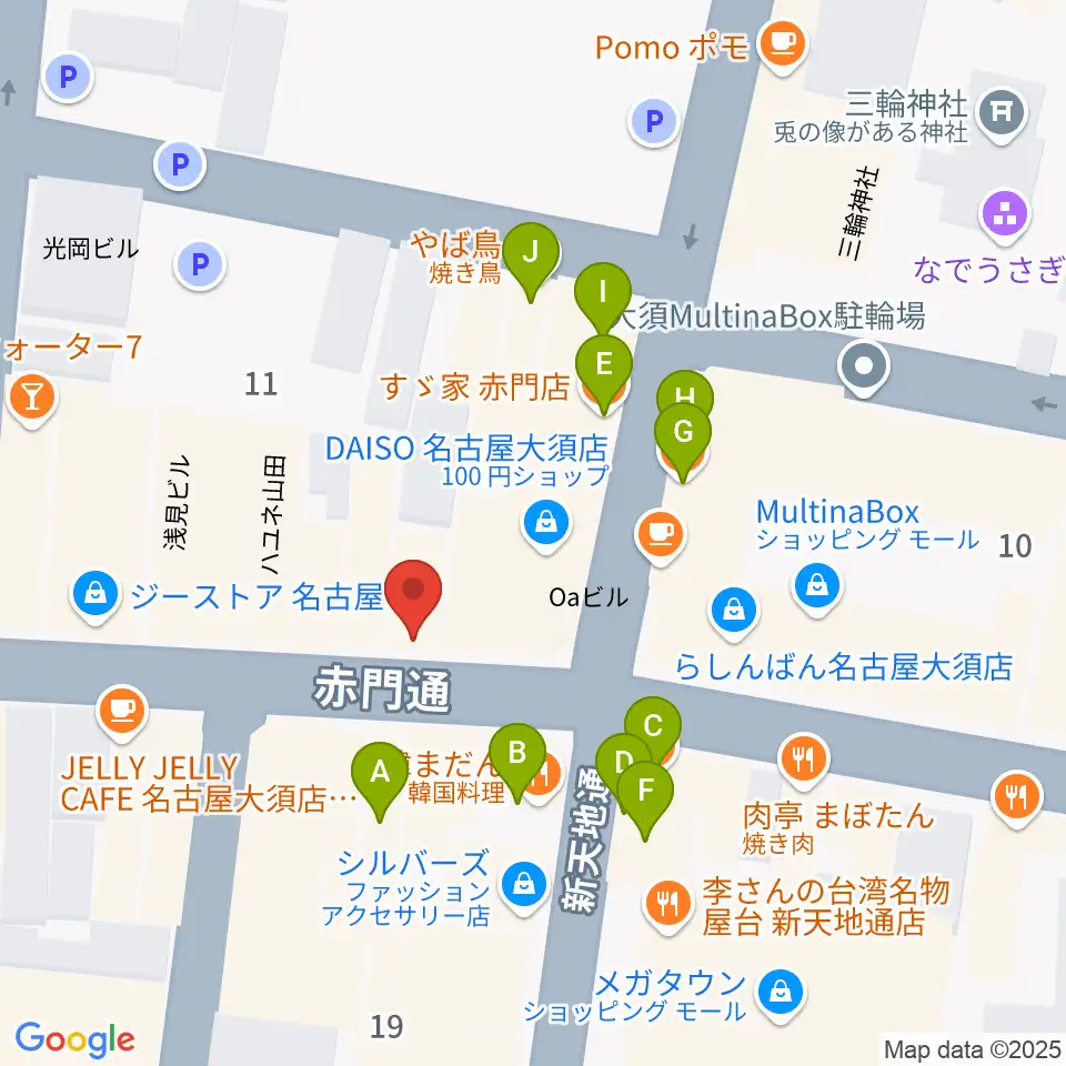 スタジオスピーク周辺のファミレス・ファーストフード一覧地図