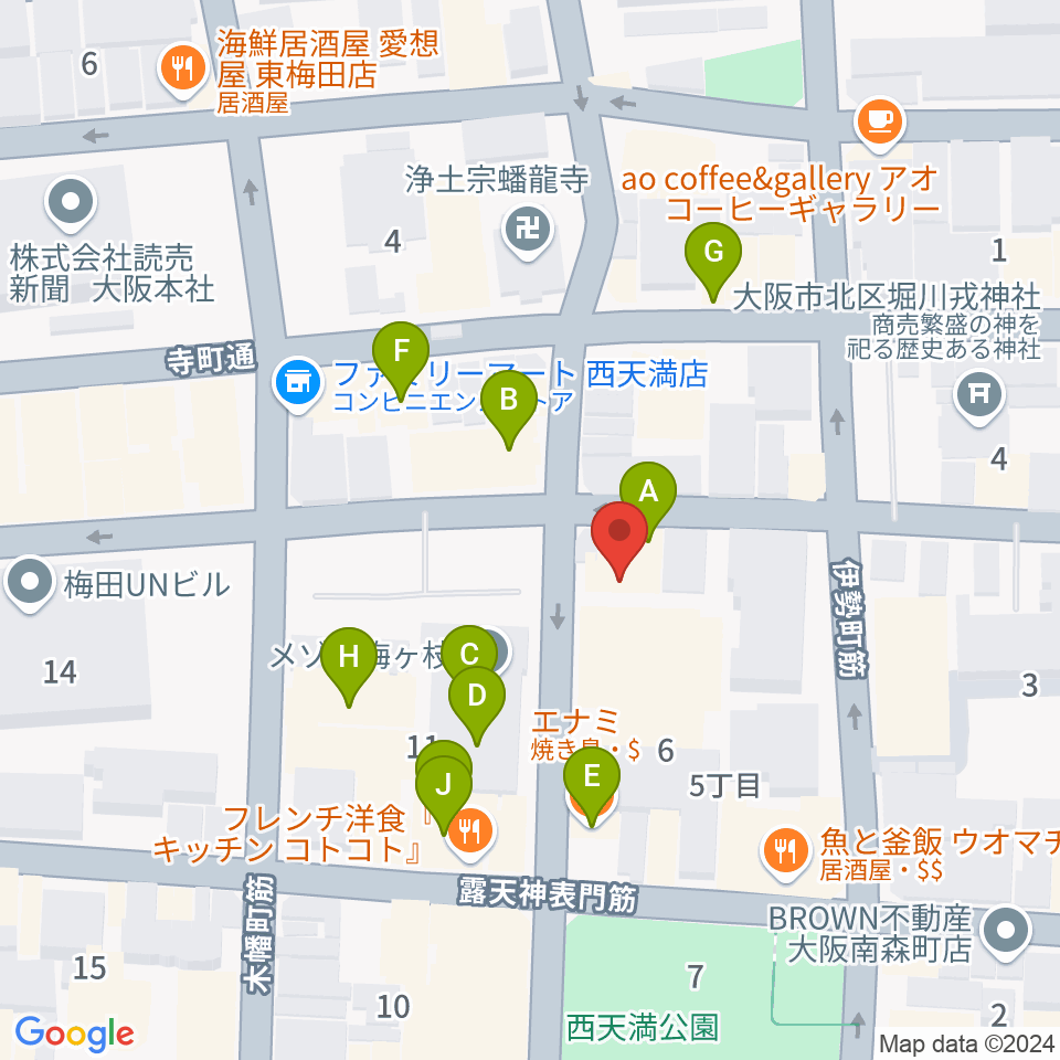 スタジオグルーヴ周辺のファミレス・ファーストフード一覧地図