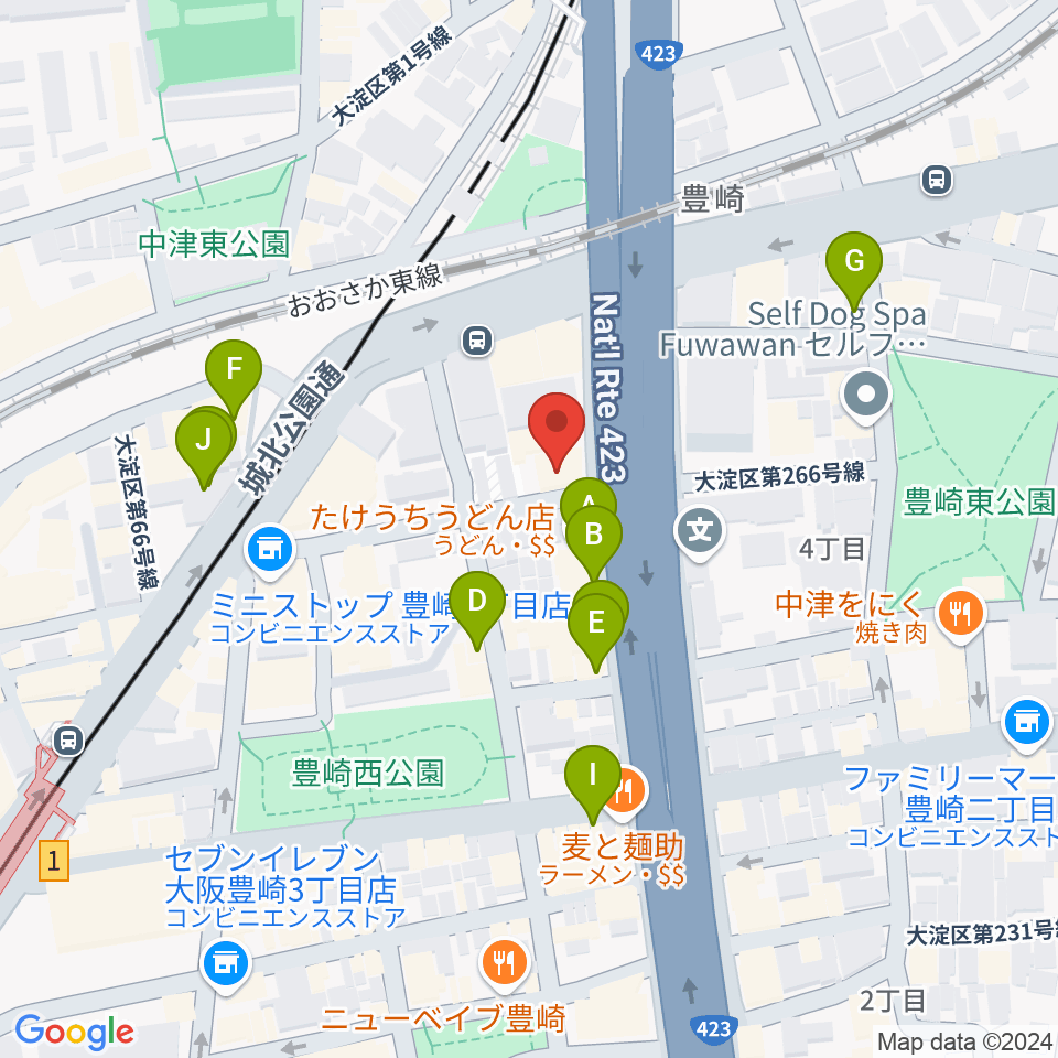 三和レコーディングスタジオ周辺のファミレス・ファーストフード一覧地図