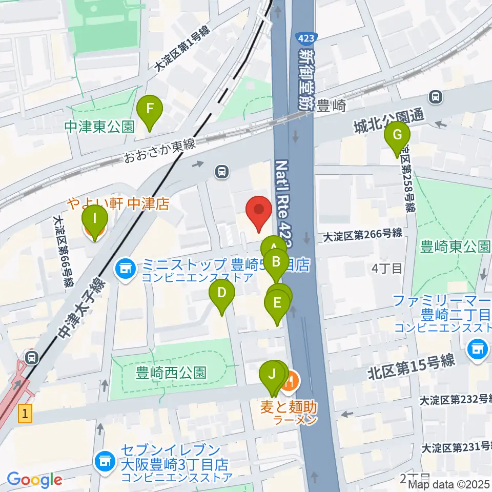 三和レコーディングスタジオ周辺のファミレス・ファーストフード一覧地図