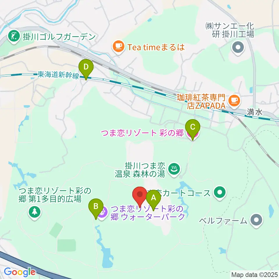つま恋ミュージックガーデン周辺のファミレス・ファーストフード一覧地図