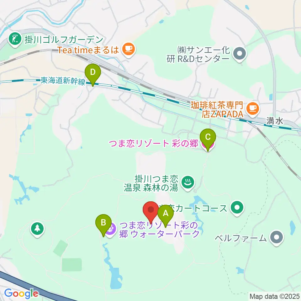 つま恋ミュージックガーデン周辺のファミレス・ファーストフード一覧地図
