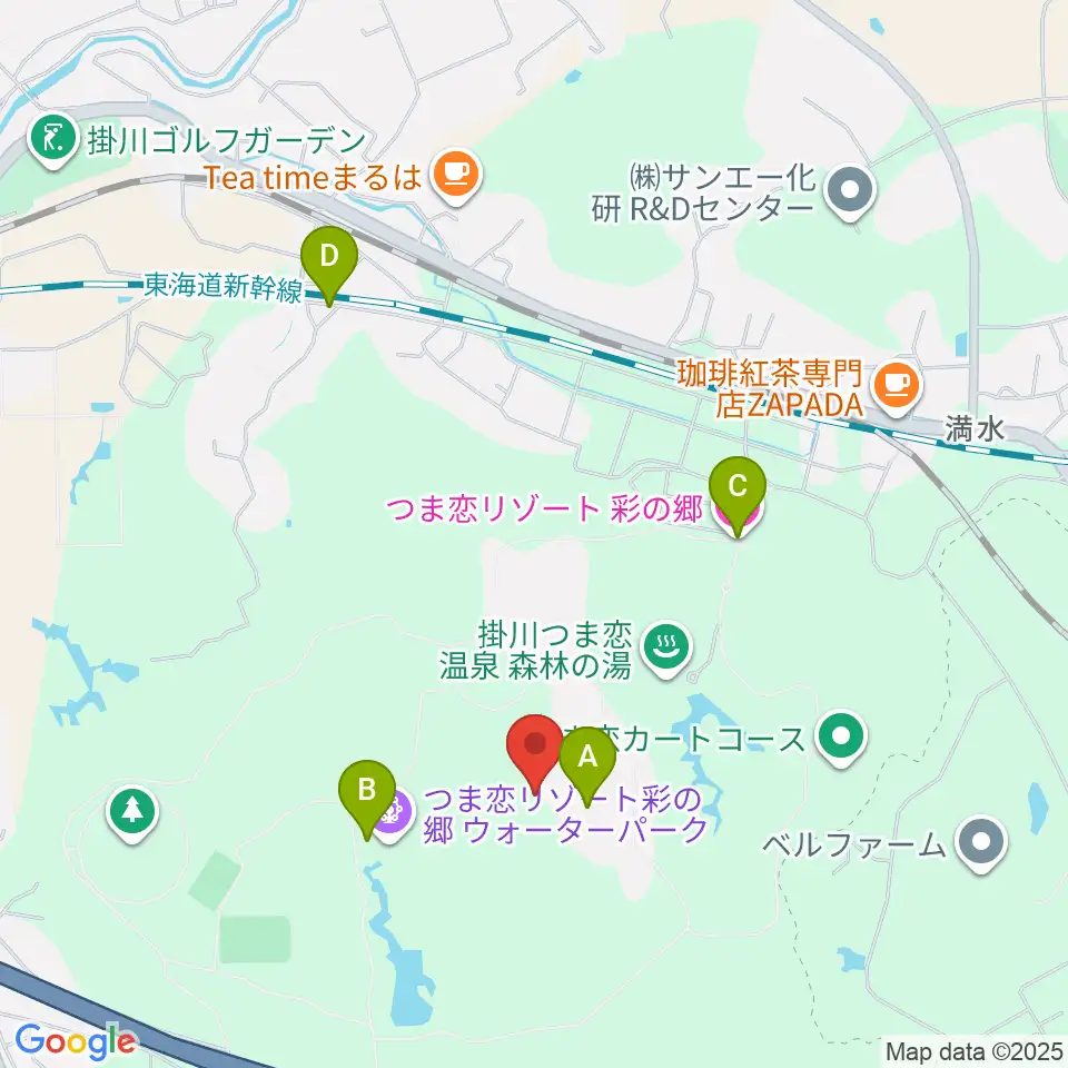 つま恋ミュージックガーデン周辺のファミレス・ファーストフード一覧地図