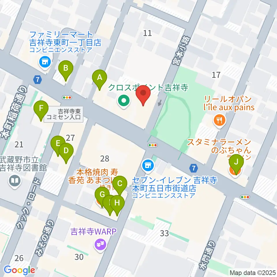 スタジオ・アルファ・ベガ周辺のファミレス・ファーストフード一覧地図