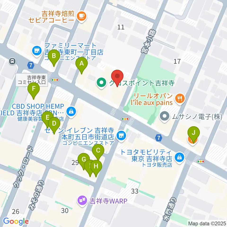 スタジオ・アルファ・ベガ周辺のファミレス・ファーストフード一覧地図