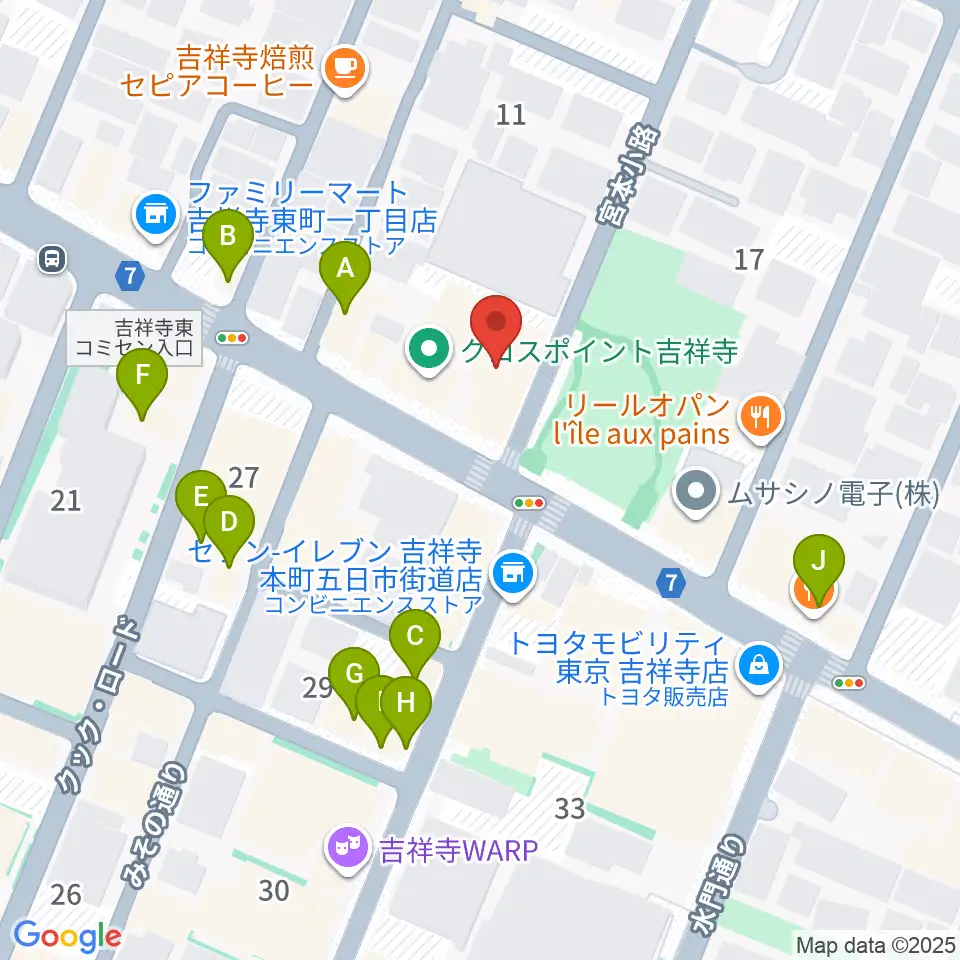 スタジオ・アルファ・ベガ周辺のファミレス・ファーストフード一覧地図