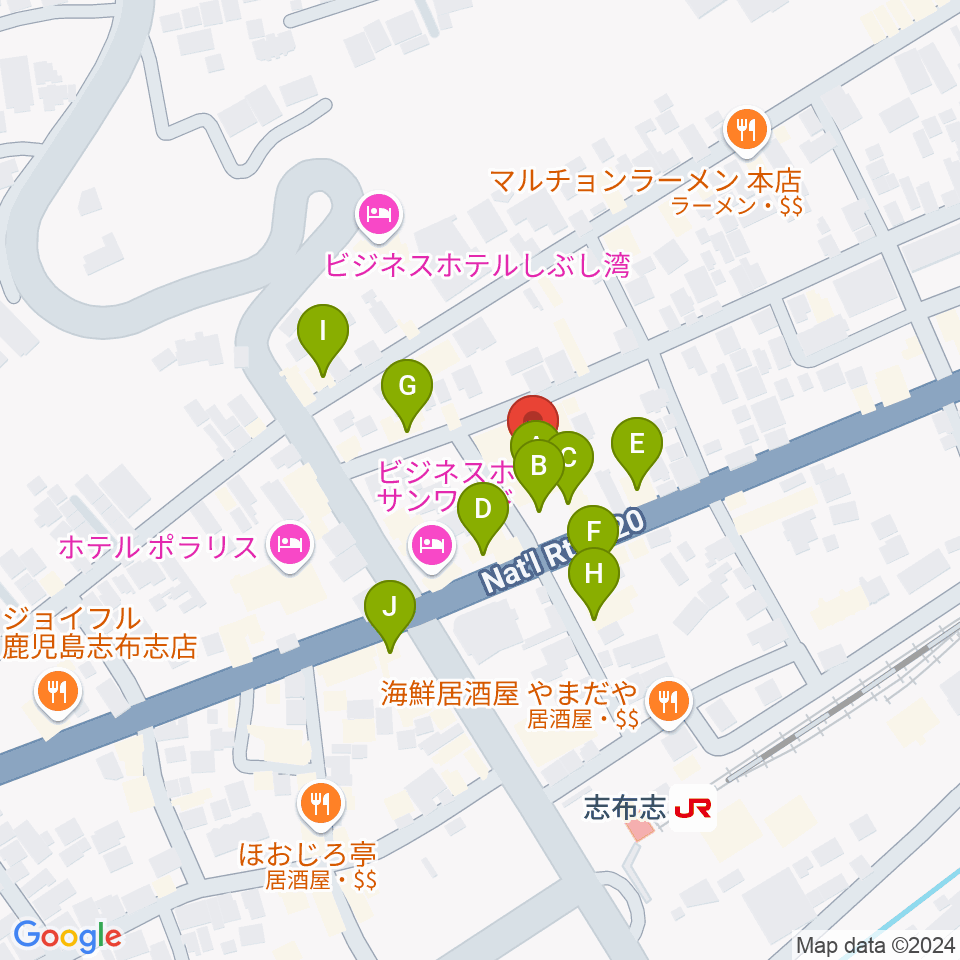 島津楽器 音楽教室周辺のファミレス・ファーストフード一覧地図