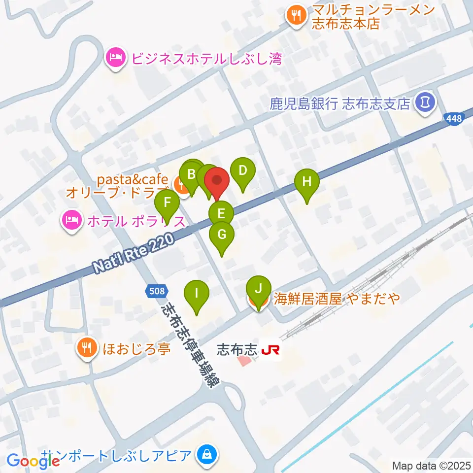 島津楽器周辺のファミレス・ファーストフード一覧地図