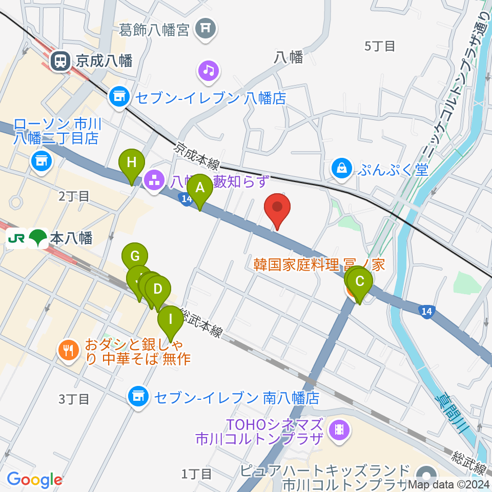 サウンドビュー音楽教室周辺のファミレス・ファーストフード一覧地図