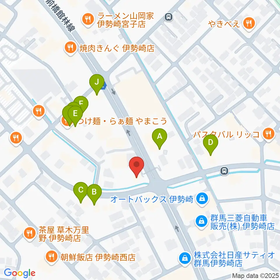 ピアノプラザ群馬 いせさき店周辺のファミレス・ファーストフード一覧地図