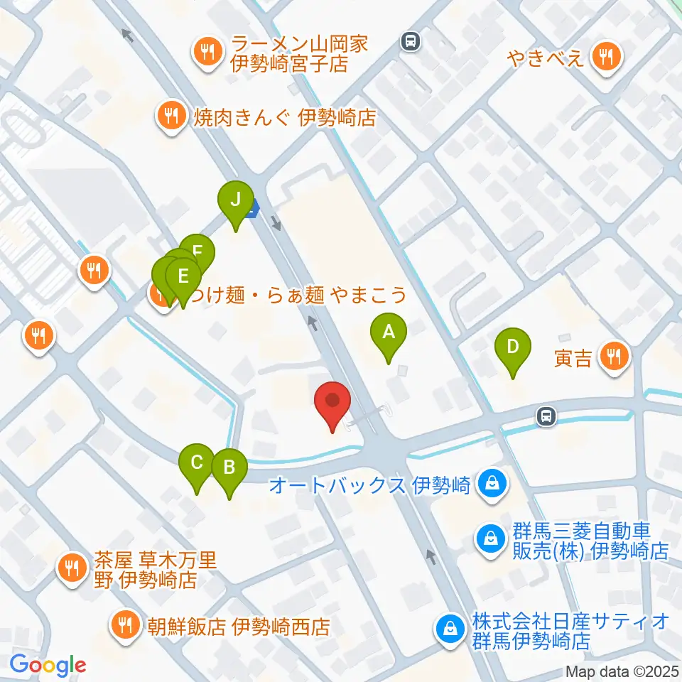 ピアノプラザ群馬 いせさき店周辺のファミレス・ファーストフード一覧地図