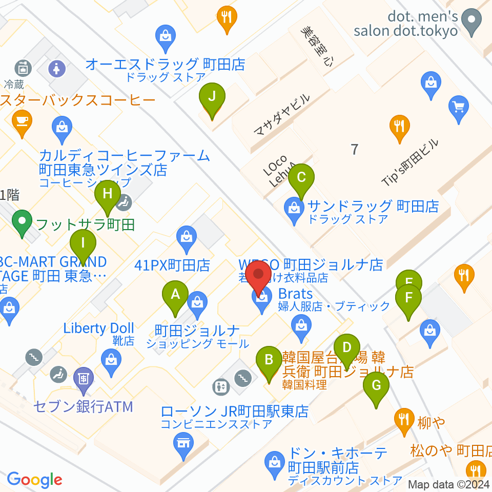 スガナミミュージックサロン町田周辺のファミレス・ファーストフード一覧地図