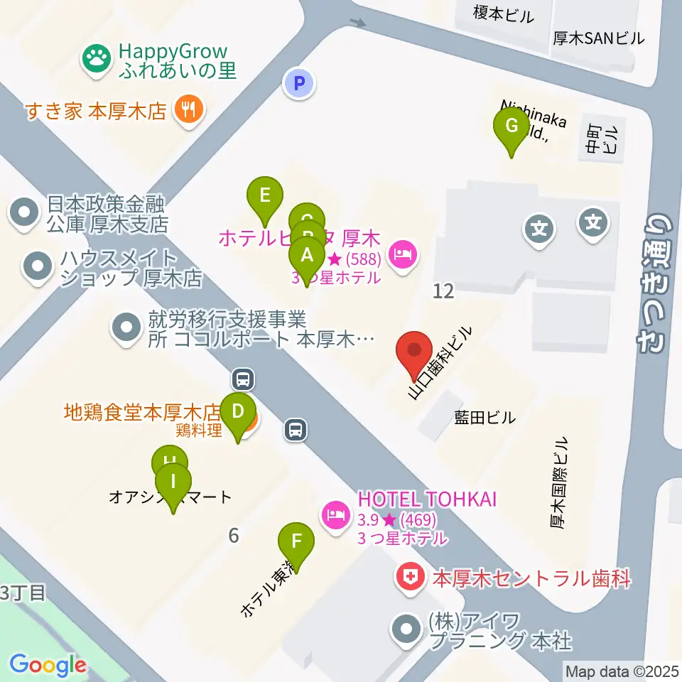 スガナミ楽器サウンドパーク厚木周辺のファミレス・ファーストフード一覧地図