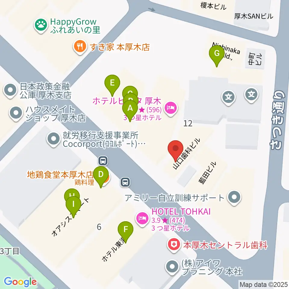 スガナミ楽器サウンドパーク厚木周辺のファミレス・ファーストフード一覧地図