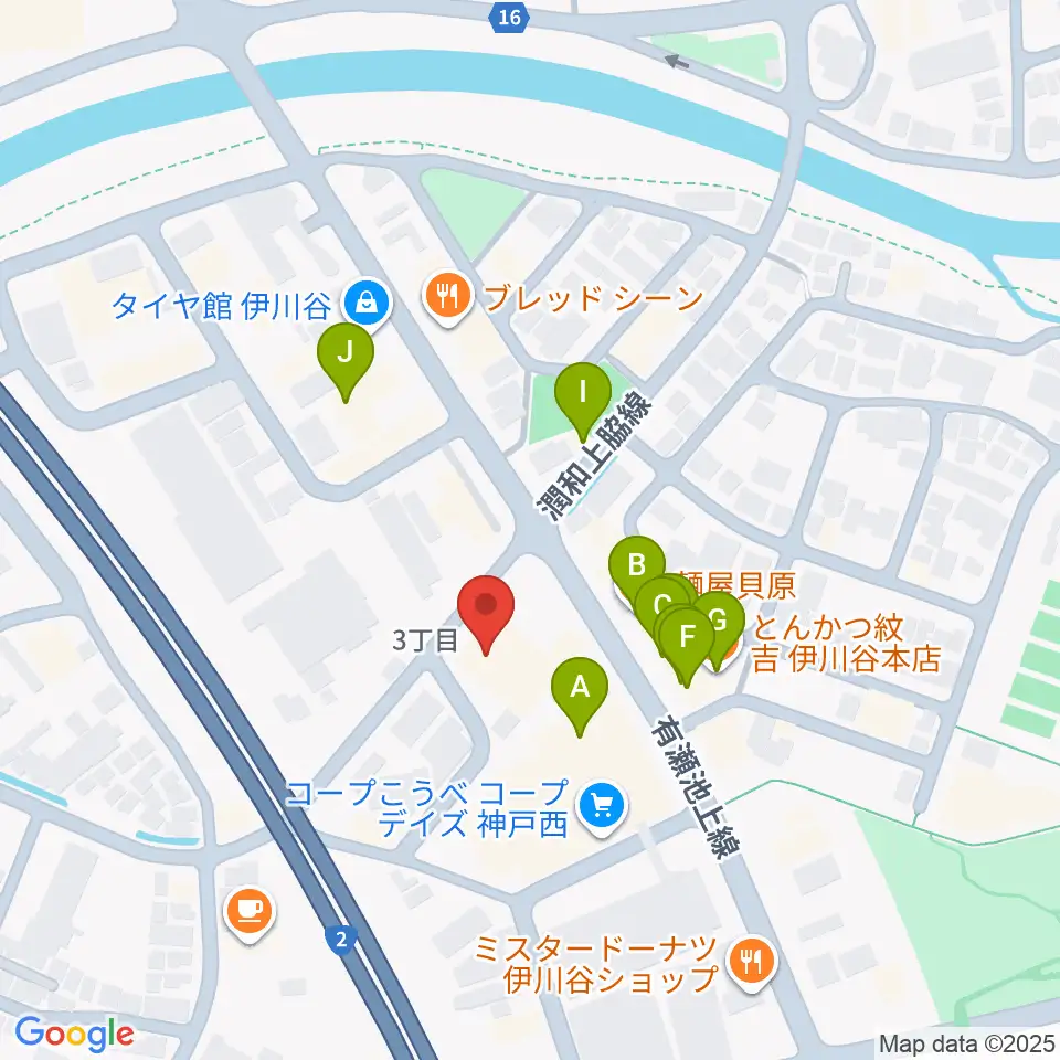スガナミ楽器 伊川谷ミュージックセンター周辺のファミレス・ファーストフード一覧地図