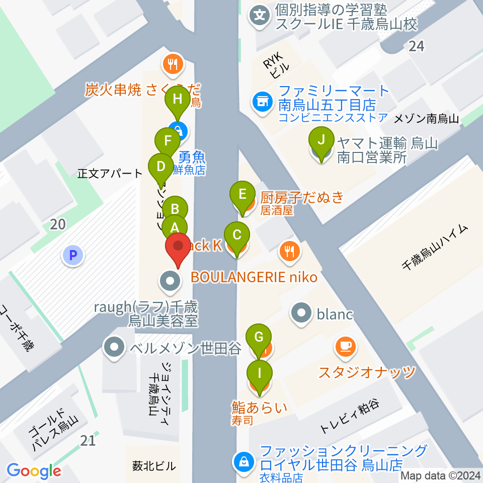 スガナミ楽器 烏山南口センター周辺のファミレス・ファーストフード一覧地図