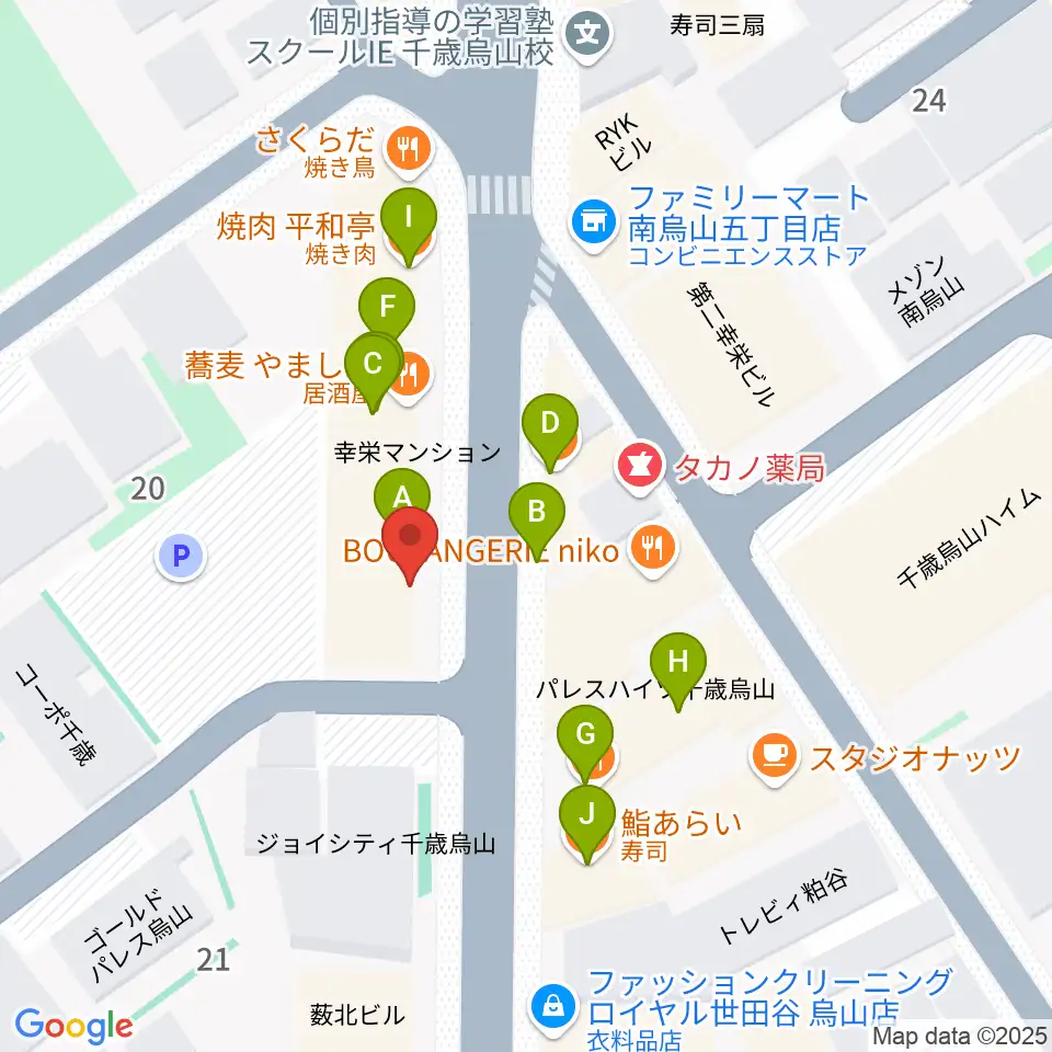 スガナミ楽器 烏山南口センター周辺のファミレス・ファーストフード一覧地図