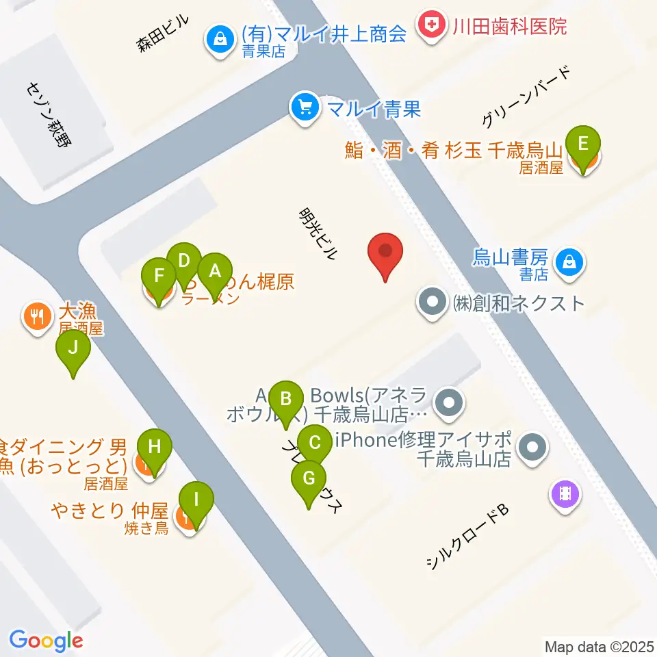 スガナミ楽器 烏山北口センター周辺のファミレス・ファーストフード一覧地図