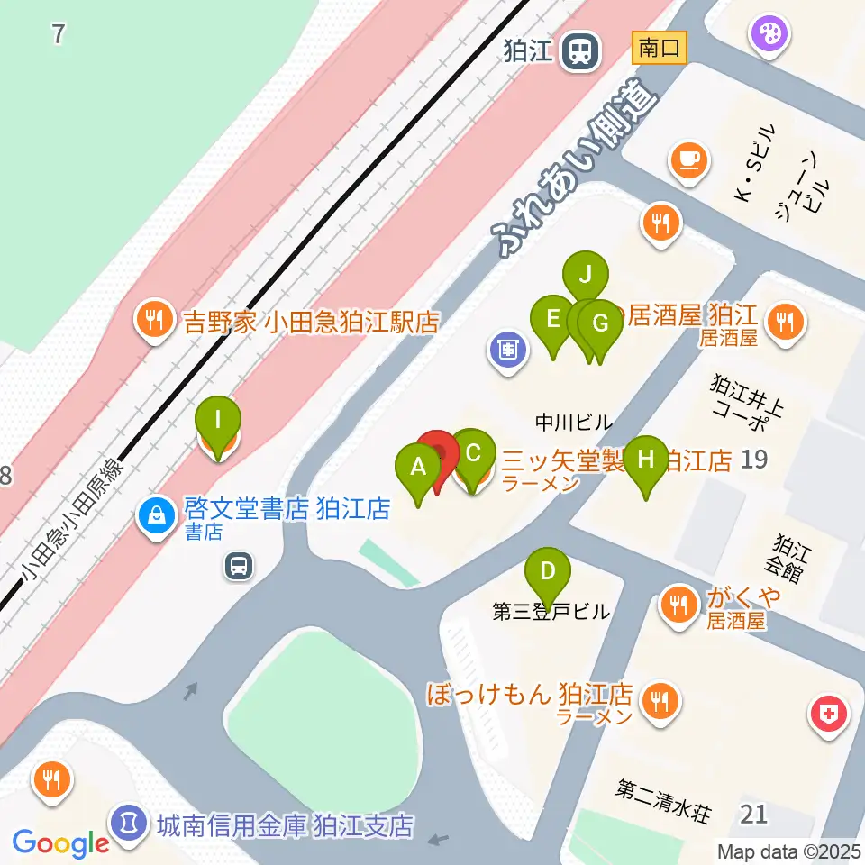スガナミ楽器 狛江センター周辺のファミレス・ファーストフード一覧地図