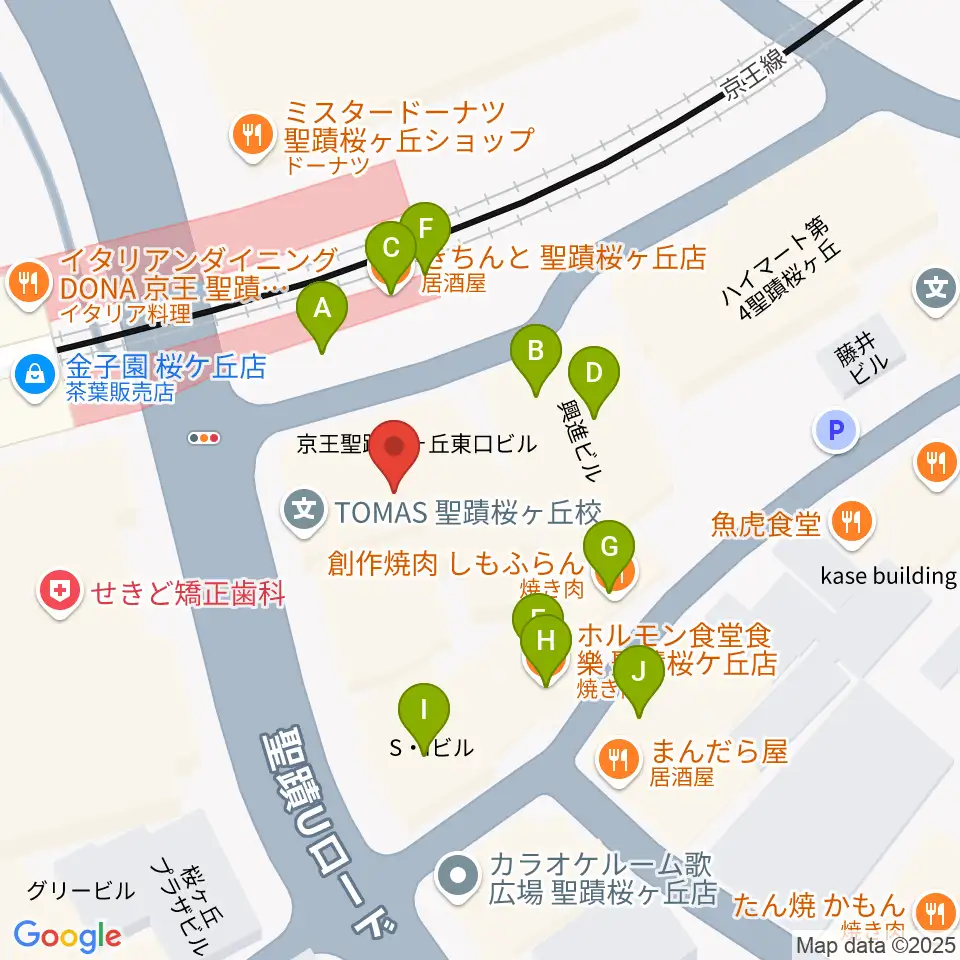スガナミ楽器 桜ヶ丘センター周辺のファミレス・ファーストフード一覧地図