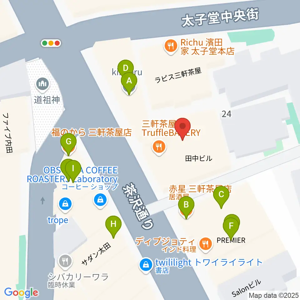 スガナミ三軒茶屋センター周辺のファミレス・ファーストフード一覧地図