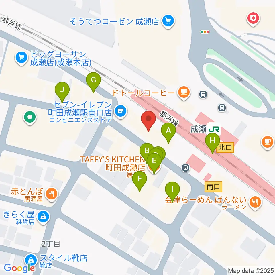 スガナミ楽器 成瀬センター周辺のファミレス・ファーストフード一覧地図