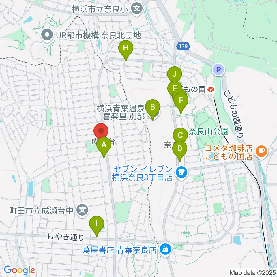 スガナミ楽器 成瀬台センター周辺のファミレス・ファーストフード一覧地図