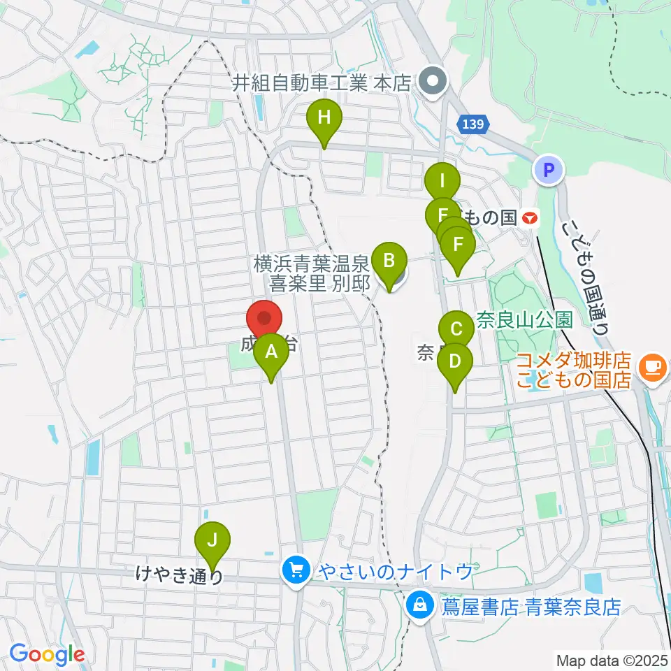 スガナミ楽器 成瀬台センター周辺のファミレス・ファーストフード一覧地図