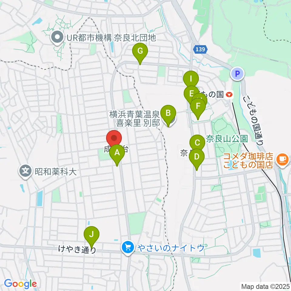 スガナミ楽器 成瀬台センター周辺のファミレス・ファーストフード一覧地図