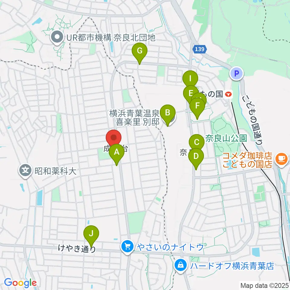 スガナミ楽器 成瀬台センター周辺のファミレス・ファーストフード一覧地図