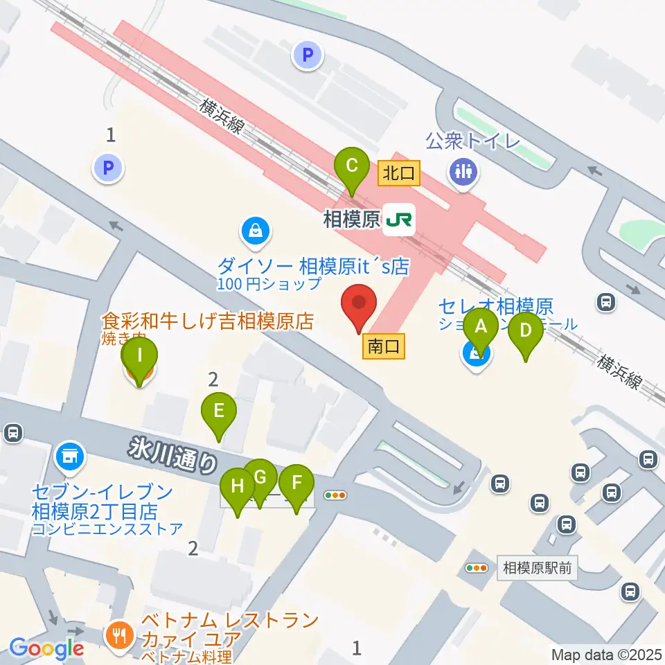 スガナミ楽器 相模原センター周辺のファミレス・ファーストフード一覧地図