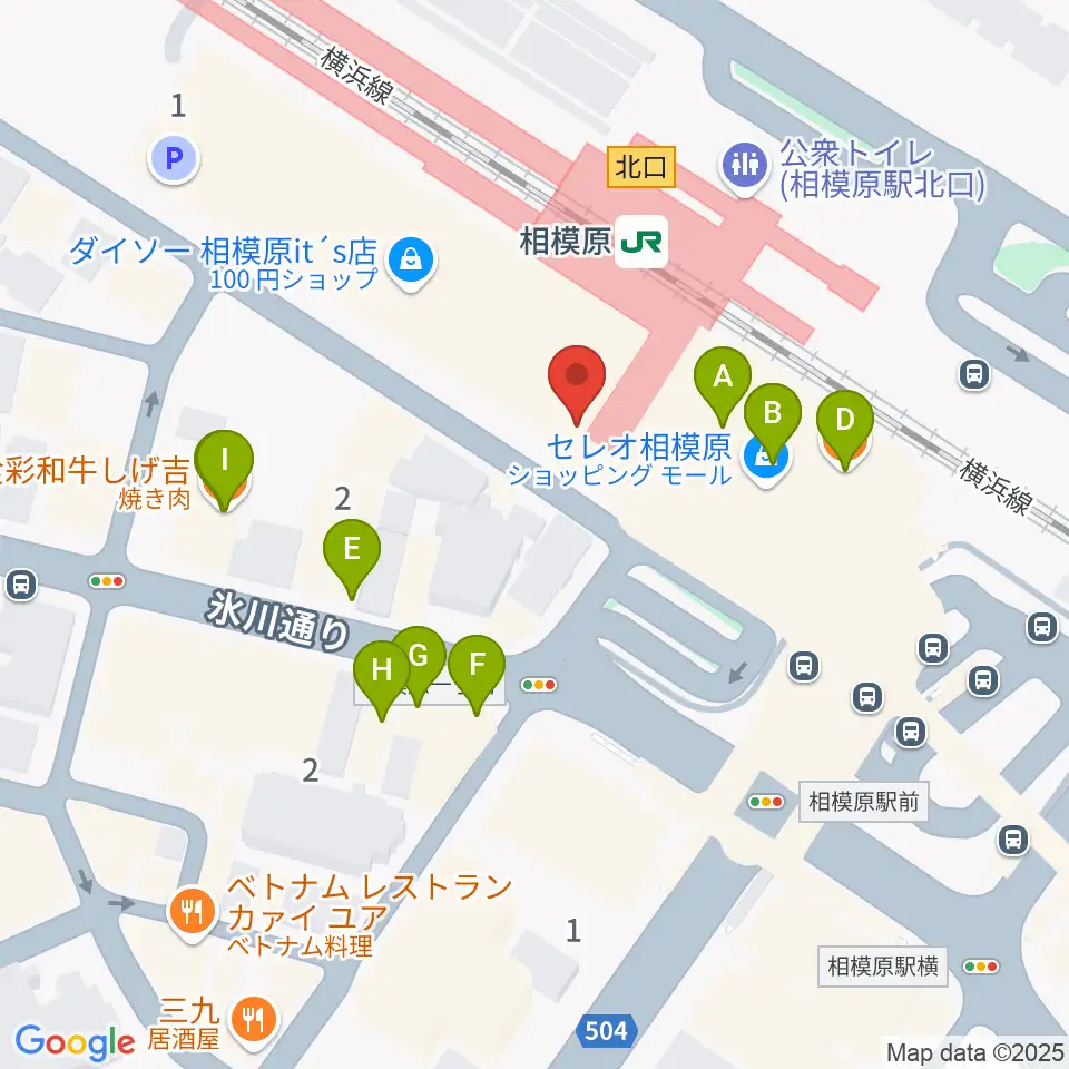 スガナミ楽器 相模原センター周辺のファミレス・ファーストフード一覧地図