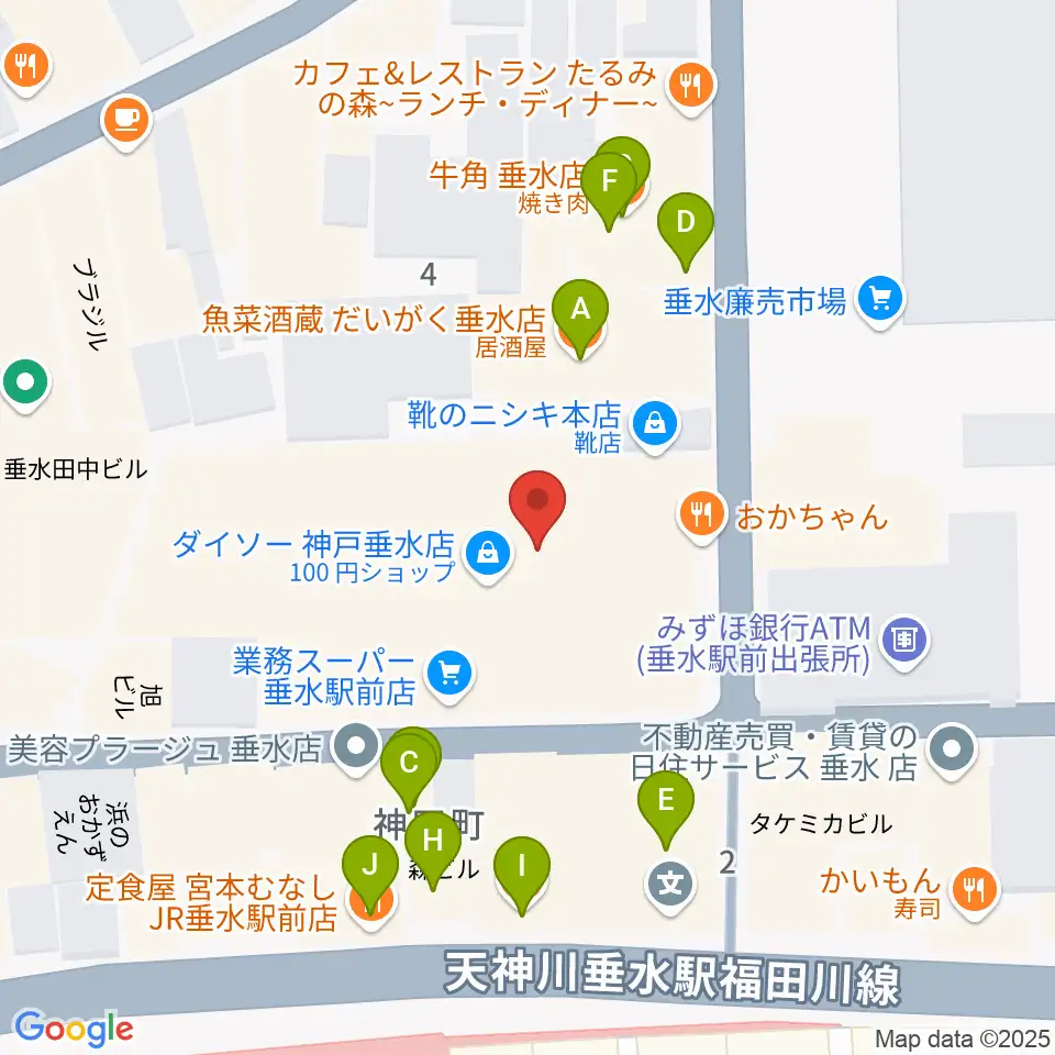 スガナミ楽器 垂水ミュージックセンター周辺のファミレス・ファーストフード一覧地図