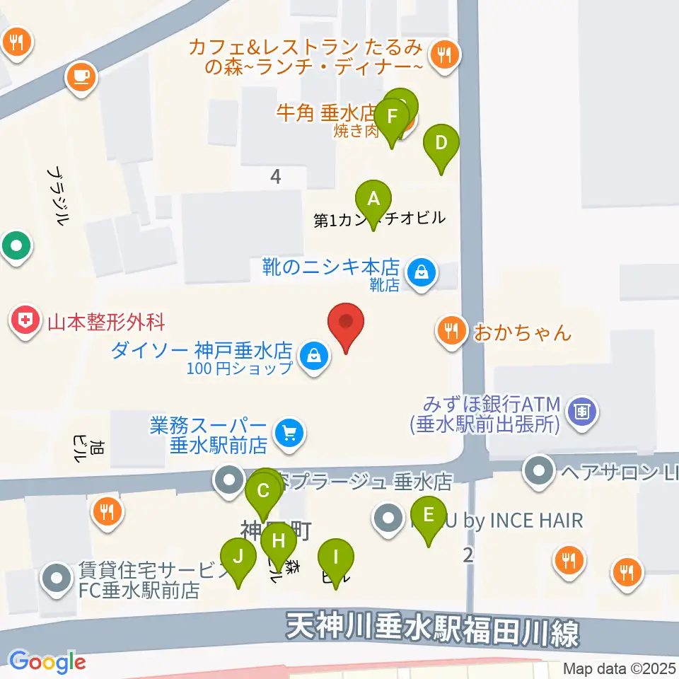 スガナミ楽器 垂水ミュージックセンター周辺のファミレス・ファーストフード一覧地図